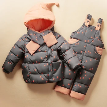 2017 New baby clothing set thicken down feather jacket kid coverall clothing sets infants down & parkas Suitable 1-4 years
