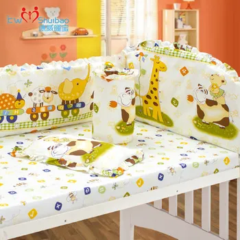 4-5-6pcs baby bedding set , combed cotton embroidered crib bedding set ,infant nursery set,baby bedding set bumper