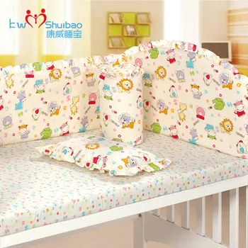 4-5-6pcs baby bedding set , combed cotton embroidered crib bedding set ,infant nursery set,baby bedding set bumper