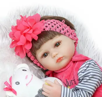 Silicone Soft Realistic Reborn Baby Doll 17 Inch Lifelike Girl Newborn Babies Cloth Body Toy Kids Birthday Xmas Gift
