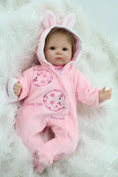 17 Inch Soft Silicone Reborn Baby Dolls Baby Alive Doll For Girls Handmade Vinyl Stuffed Toys Realistic Reborn Doll Big Eyed
