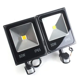 New 50W PIR Motion Sensor LED Floodlight Induction Sense Outdoor Spotlight Flod Light IP65 White Warm White 85-265V