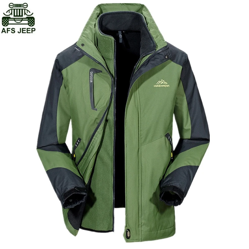 AFS JEEP Brand Softshell Jacket Waterproof Windproof Outdoor Camping Hiking Clothing Hunting Clothes Rain Fleece Winter Coat Men