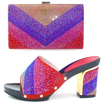 Italian Matching Shoe And Bag Sets With Rhinestone For Women,Fashion African Women Shoes And Bag Set HWE1-21