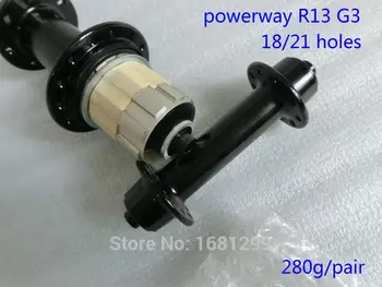 New Powerway R13 G3 Road bicycle hubs Aluminum alloy bike hubs with skewers Road parts 18/21 holes lightest 280g/pair