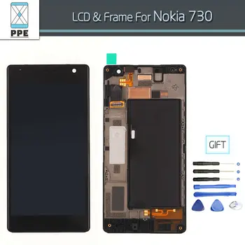 For Nokia Lumia 730 Lumia 735 LCD Display with touch screen digitizer glass panel Assembly with frame Original Replacement+Tools