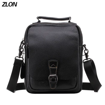 ZLON Simple Style Men Top Genuine Leather Vintage Zipper Hasp Zipper Messenger Shoulder Attache Portfolio Fashion Trend T8063