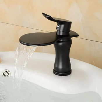 Luxury Deck Mount Waterfall Bathroom Vessel Sink Faucet Single Handle Mixer Taps