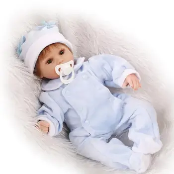 Soft silicone reborn baby doll toys lifelike 40cm vinyl reborn babies play house bedtime toy high-end birthday present to girls