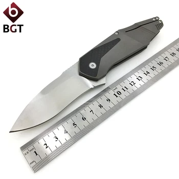 BGT GTC Survival Camping Folding Knives D2 Steel Carbon Fiber + Titanium Handle Tactical Combat Pocket EDC Knife Hunting Tools