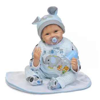55cm Silicone Reborn Baby Boy Doll Toy Lifelike Soft Body Newborn Babies Doll Birthday Gift Girl Brinquedods Play House Toy