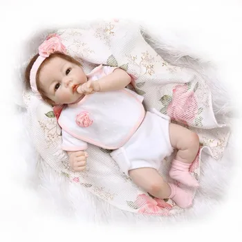 Lovely Silicone Reborn Baby Doll Toy Lifelike Newborn Girl Babies Princess Doll Fashion Birthday Gift Present Play House Toy