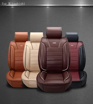 For mitsubishi asx outlander lancer pajero brown brand designer luxury pu leather front&rear full car seat covers four season