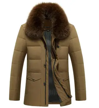 Men's Down Jacket With Hood 90% Duck Down Winter Overcoat Autumn Outwear Winter Coat True Fox Fur Collar Wholesale