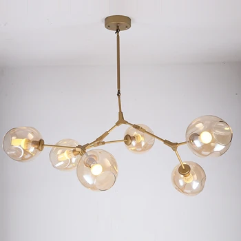 Horsten Vintage Industrial Pendant Light Amber Glass Shade Suspension Luminaire Black Gold Pendant Lamp Fixtures Dining Room