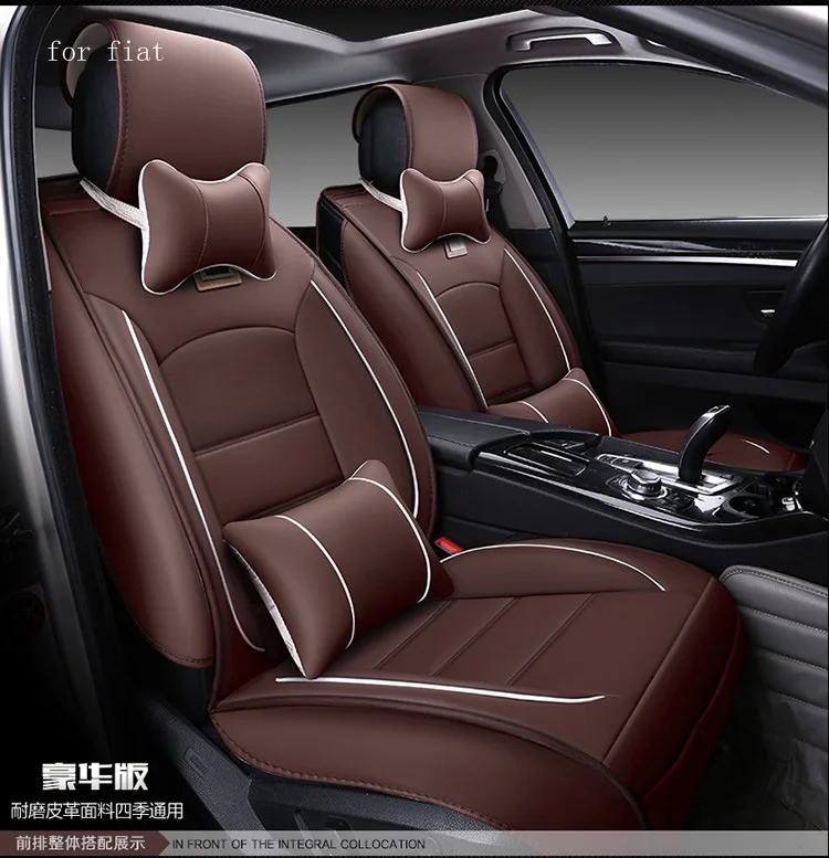 For fiat punto fiat 500 stilo panda coffee black waterproof soft pu leather car seat covers brand front and rear full seat cover