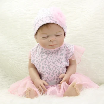 50 cm 20 Inch Reborn Newborn Babies Dolls Full Silicone Vinyl Real Lifelike Princess Girl Baby With Pink Leopard Kids Playmate