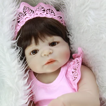 Alive 23''Reborn Baby Dolls White Skin True to Life Girl Baby Doll Full Silicone Vinyl Baby Born Doll DIY Handmade Birthday Gift
