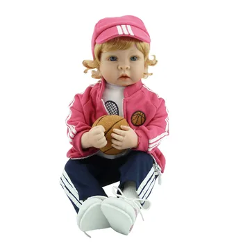 Lovely Silicone Reborn Babies Doll Toy 55cm Lovely NewBorn Sports Girl Baby Birthday Gift Present Girl Brinquedos Play House Toy
