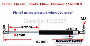 50 to 500N force 450mm central distance, 180 mm stroke, pneumatic Auto Gas Spring, Lift Prop Gas Spring