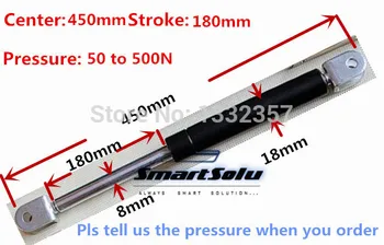 50 to 500N force 450mm central distance, 180 mm stroke, pneumatic Gas Spring, Lift Prop Gas Spring Damper