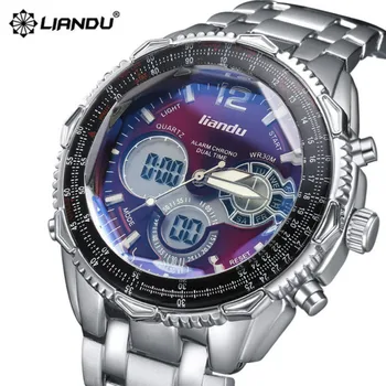 LIANDU New Fashion Full Stainless Steel Band Watch With Alarm Quartz Casual Military Wristwatch Businessman Watches DropShipping