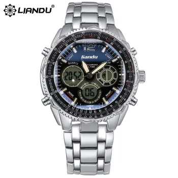 LIANDU New Fashion Full Stainless Steel Band Watch With Alarm Quartz Casual Military Wristwatch Businessman Watches DropShipping