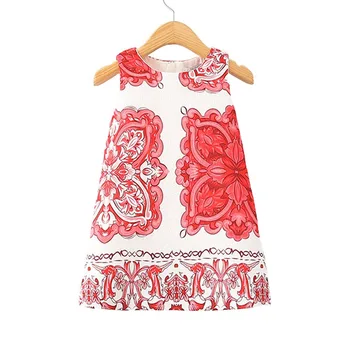 New Sleeveless European style children clothing girls spring autumn chinese printed vest dress for girls