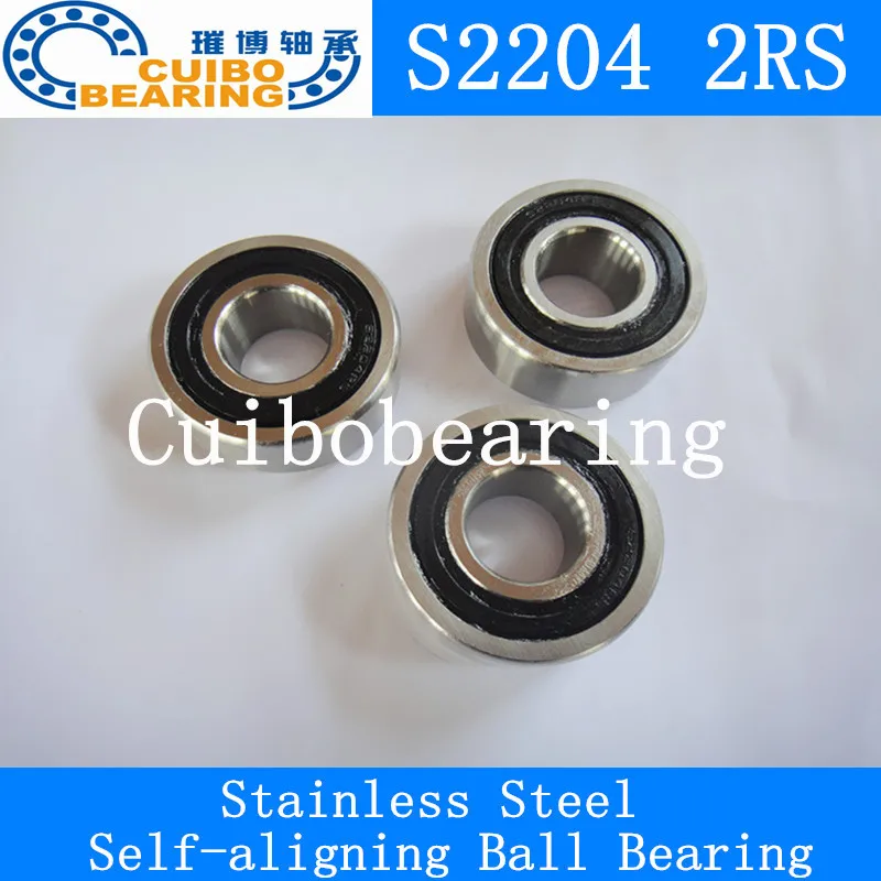2PCS Stainless steel self-aligning ball bearings S2204 2RS Size 20*47*18