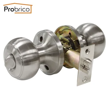 Probrico Stainless Steel Safe Lock Satin Nickel Security Door Lock DL609SNBK Door Handles Privacy Door Keyless Lock Knobs