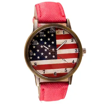 Quartz wristwatches Men women Fashion Casual Watch American Flag Leather Band sports Watches Men's Watch Relogio Masculino