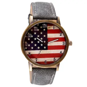 Quartz wristwatches Men women Fashion Casual Watch American Flag Leather Band sports Watches Men's Watch Relogio Masculino