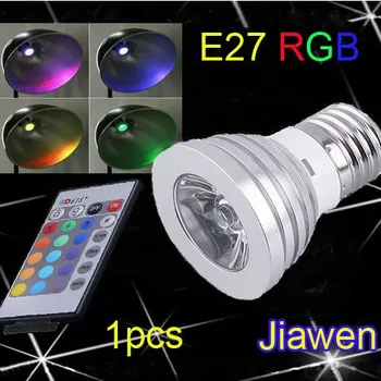 2pcs/lot, 3W E27 RGB LED Bulb Remote Control 16 Colors Changing RGB LED spotlight,85-265V for Home decoration