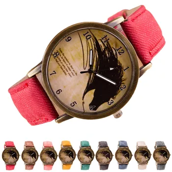 Vintage Watches Women Retro Clock Wolf Wristwatches Cowboy Leather Band Analog Quartz Watch Waterproof Relogio Feminino GIFTS