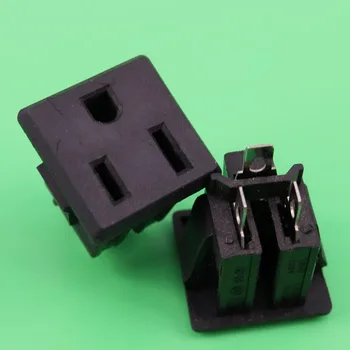 1 Pcs US 3 Pins Power Socket Plug Black AC 125V 15A