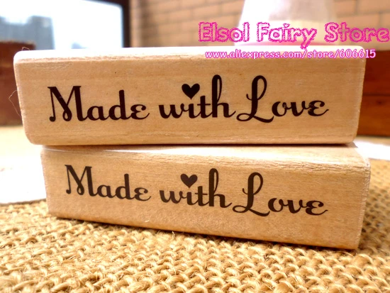 20pcs Lovely Border Wooden Decoration Stamp for DIY, Made with love Design HANDMADE and Flower Stamp