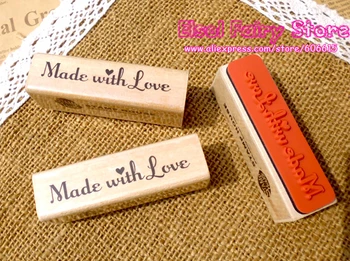 20pcs Lovely Border Wooden Decoration Stamp for DIY, Made with love Design HANDMADE and Flower Stamp