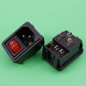 1sets LED light OFF/ON 3Pin Boat Car Rocker Switch 12V Voltage with red right+AC 3Pin Power Socket
