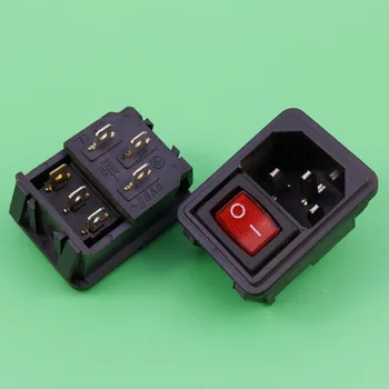 1sets LED light OFF/ON 3Pin Boat Car Rocker Switch 12V Voltage with red right+AC 3Pin Power Socket