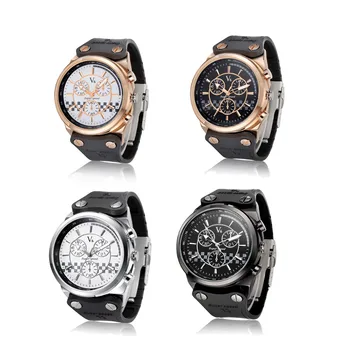 V6 brand fashion casual golden big case watches men silicone band relogio masculino military sports men watch hour clock