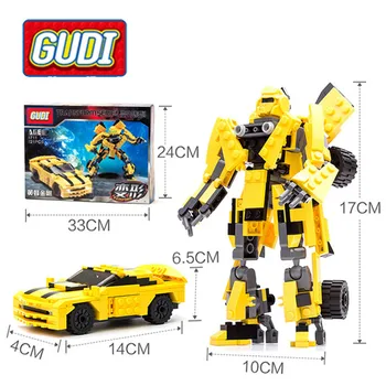 Gudi 8711 221pcs Transform Series Bumblebee Building Blocks Model Toys Robot 2 In 1 Vehicle Sports Car Christmas Gifs for kids