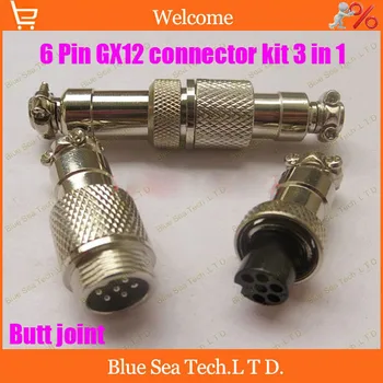 6 Pin 12mm Male & Female Butt joint Connector kit GX12 Socket+Plug,RS765 Aviation plug,circular connector