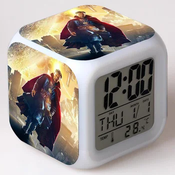 Movie Figures Doctor Strange LED Alarm Clock Colorful Touch light Desktop Watch PVC Toys