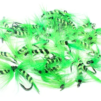 36pcs Promotion Green Fly fishing Lure Hooks Insects Style Salmon Flies Trout Single Dry Fly Fishing Lures Fishing Tackle