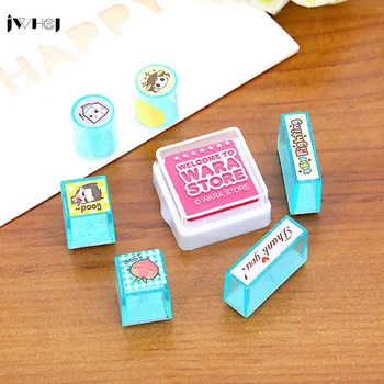 JWHCJ Children's toys sets 6 x stamp + inkpad for Kids DIY Handmade Scrapbook Photo Album Stamps Arts,Crafts gifts