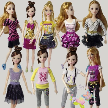 5pcs/lot Pretty Dress For Barbie Doll Clothes Fashion Outfit For 1/6 Dolls Short Dress One Piece Dresses Tutu Random Sent