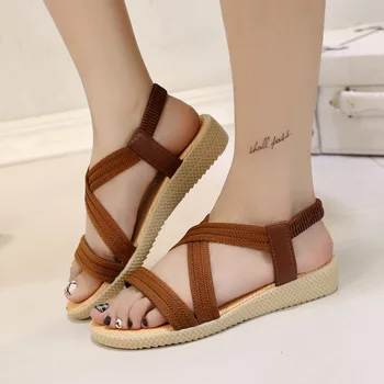 New Summer Fashion Women Sandals Flat Cross-Tied Women Shoes Sexy Simple Ladies Shoes Size 35-41