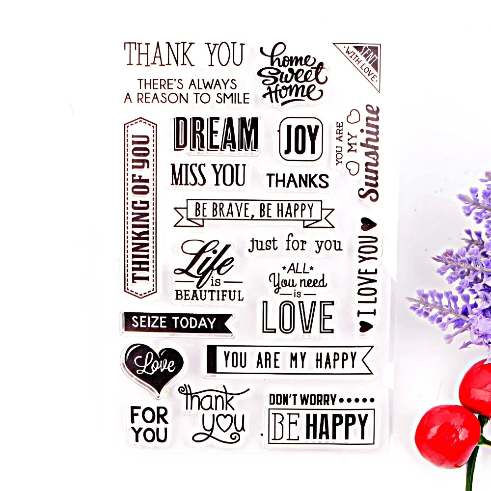 Clear Stamps Crafts and Scrapbooking DIY Photo Cards Album Thank You Design Transparent Silicone Stamp