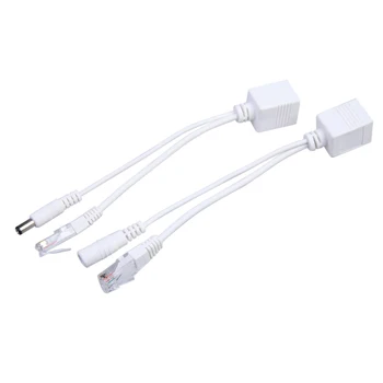 RJ45 connector to 2.1x5.5mm Female Jack/Power Plug Power Over Ethernet Passive POE Injector Splitter Kit for All Devices White
