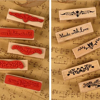 DIY Handmade Scrapbook Photo Album Vintage Strip Rubber Wooden Stamp Kids Students Stamps Arts Crafts Gifts
